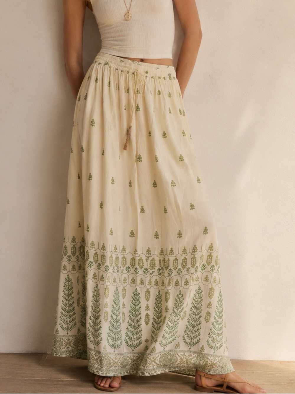 NWT Liva Smart Boho Indian Festival Lined Maxi Skirt Size L/XL